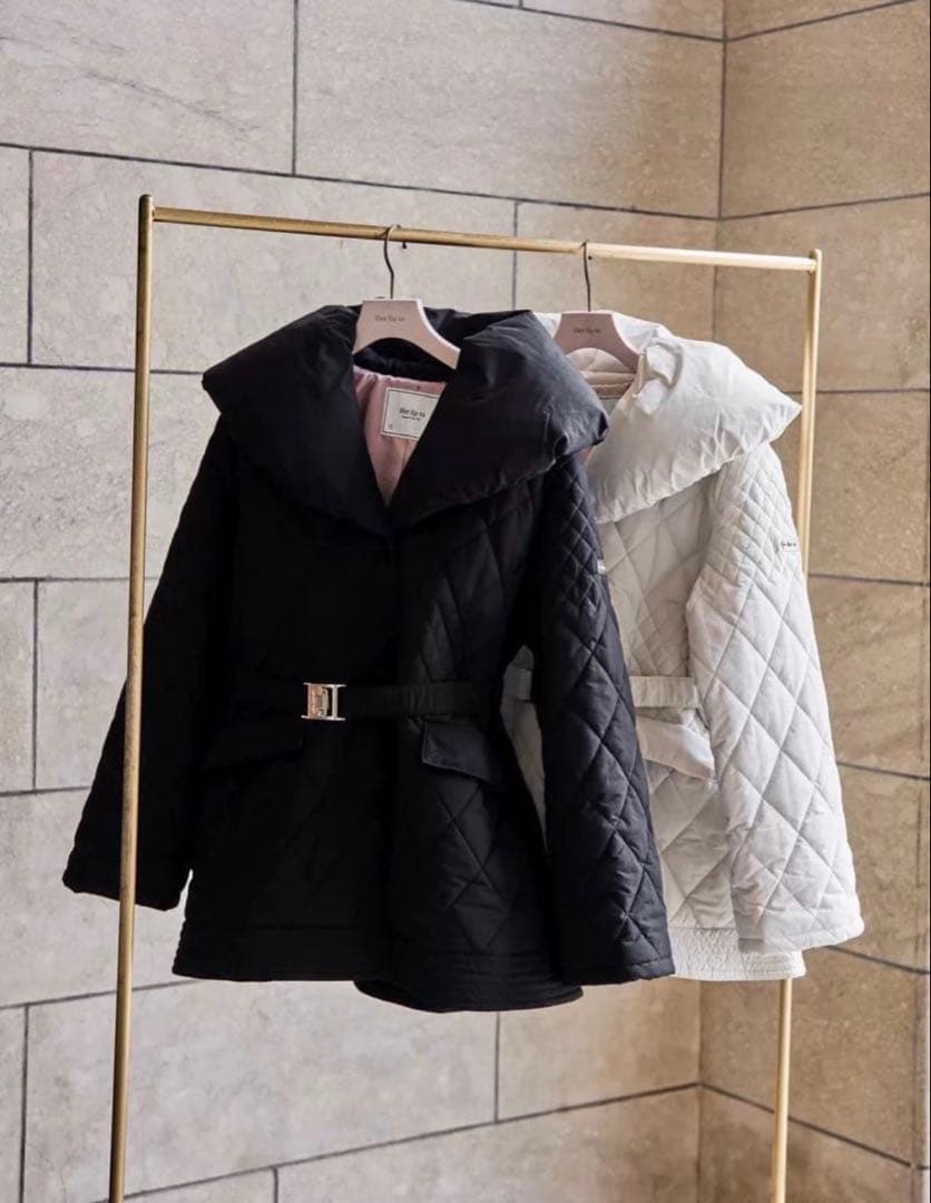 Her lip to Madison Quilted Short Coat 黒