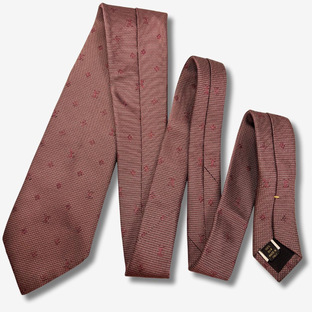 LOUIS VUITTON シルクネクタイ LVロゴ ドット柄 ピンク
