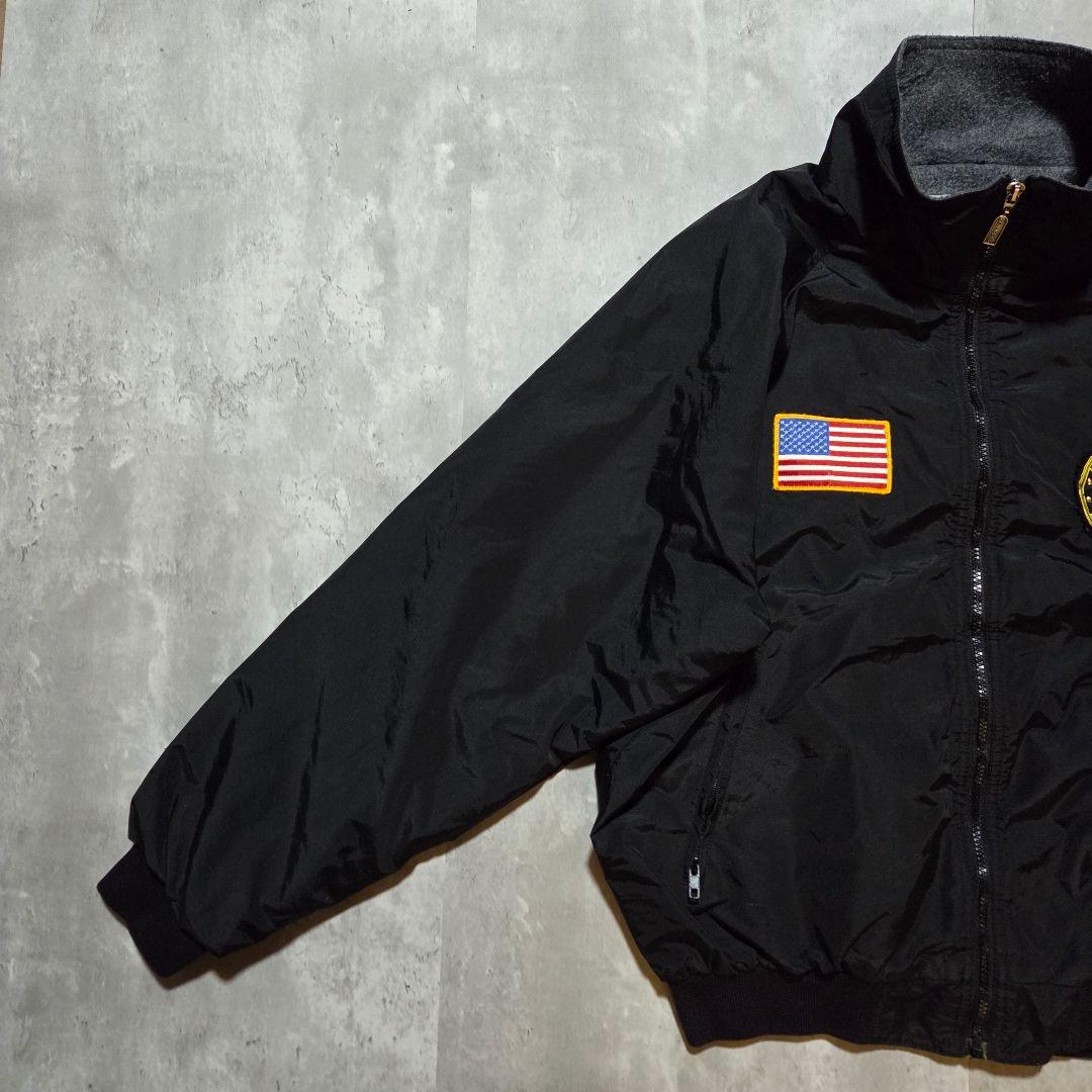 古着90sHollowayブラックウォームアップジャケット星条旗USA黒Army