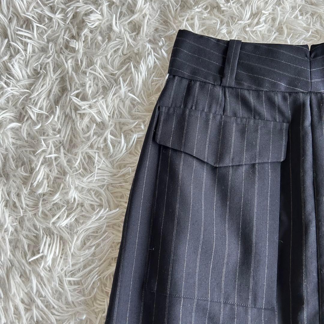 マーガレットハウエル　フォックスブラザーズ　スカート　ストライプ　紺　M