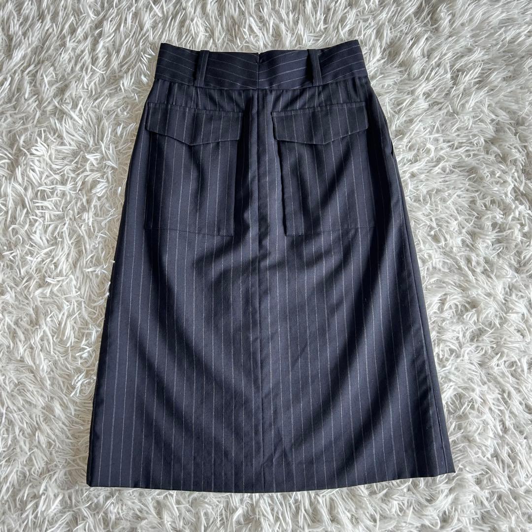 マーガレットハウエル　フォックスブラザーズ　スカート　ストライプ　紺　M