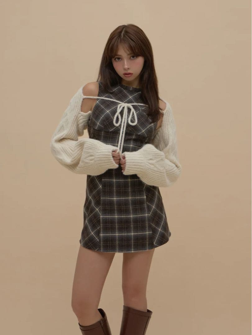 andmary ♡ Mimi check set mini dress