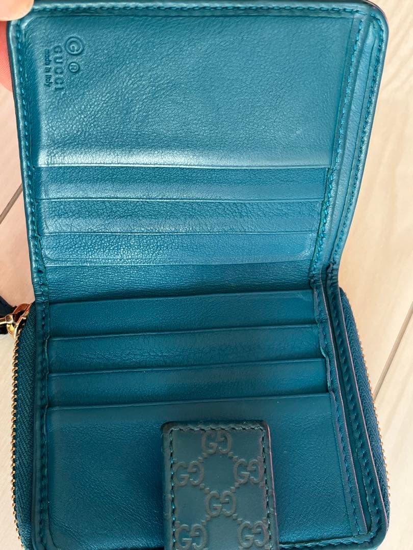 GUCCI GGパターン 二つ折り財布 緑