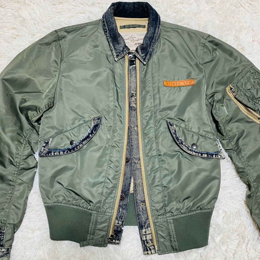 AVIREX フライトジャケット　L-2B デニム　ドッキング　カスタム