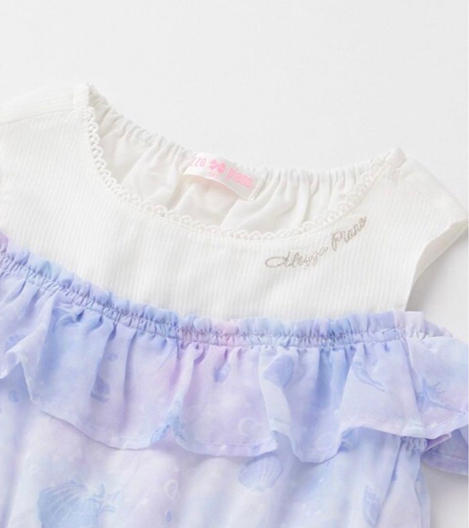 美品 メゾピアノ mezzo piano シェルワンピース ラベンダー 140