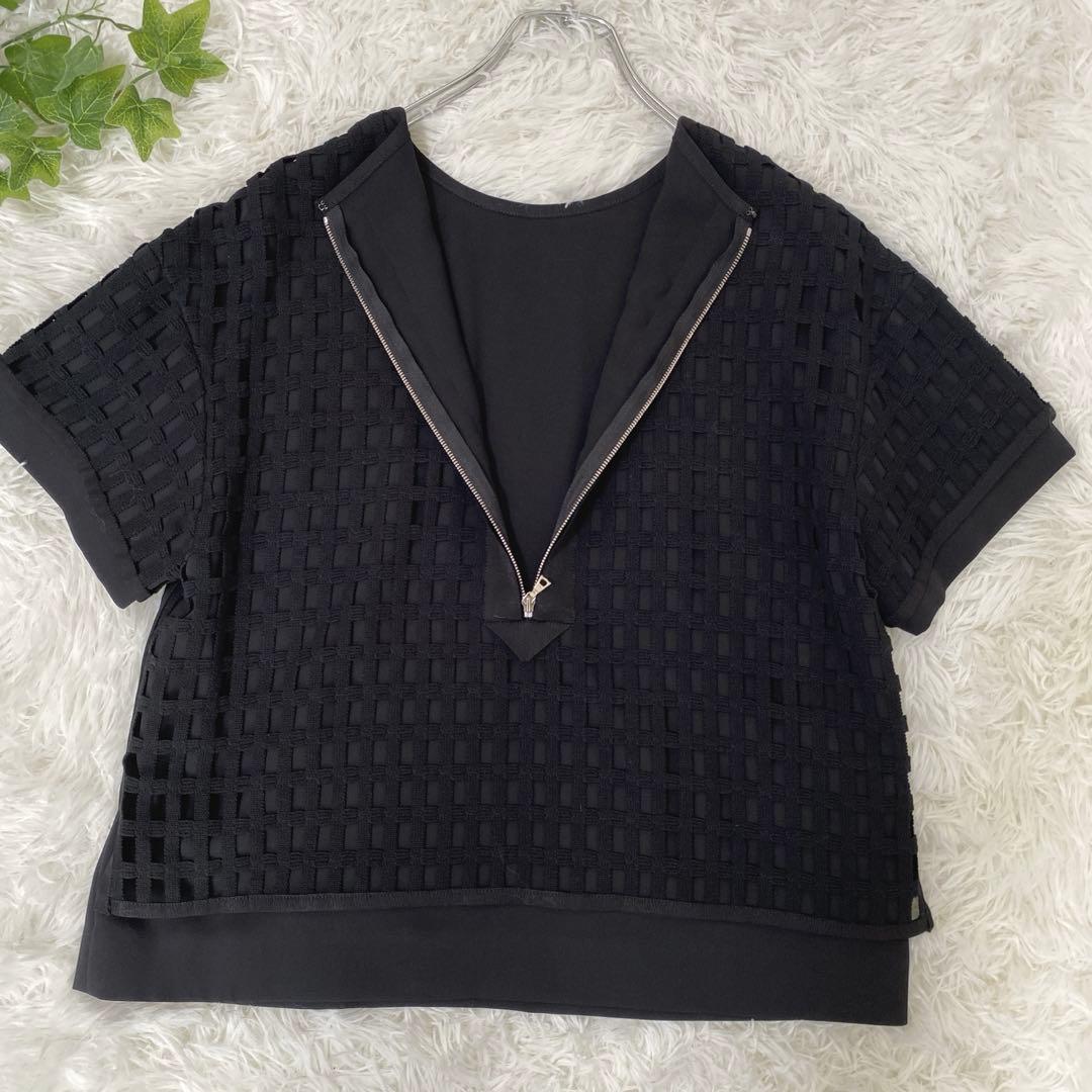 ★送料無料★✨ADORE アドーア　メッシュ レイヤード風 コットン ブラウス
