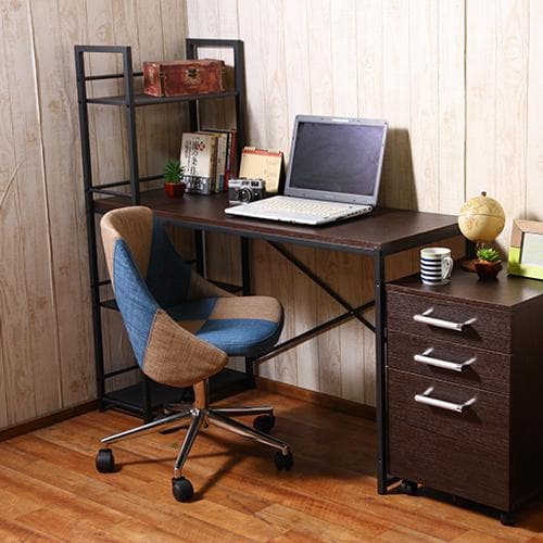 【新品・送料無料】ラック付きデスク ルール 奥行49cm ダークブラウン