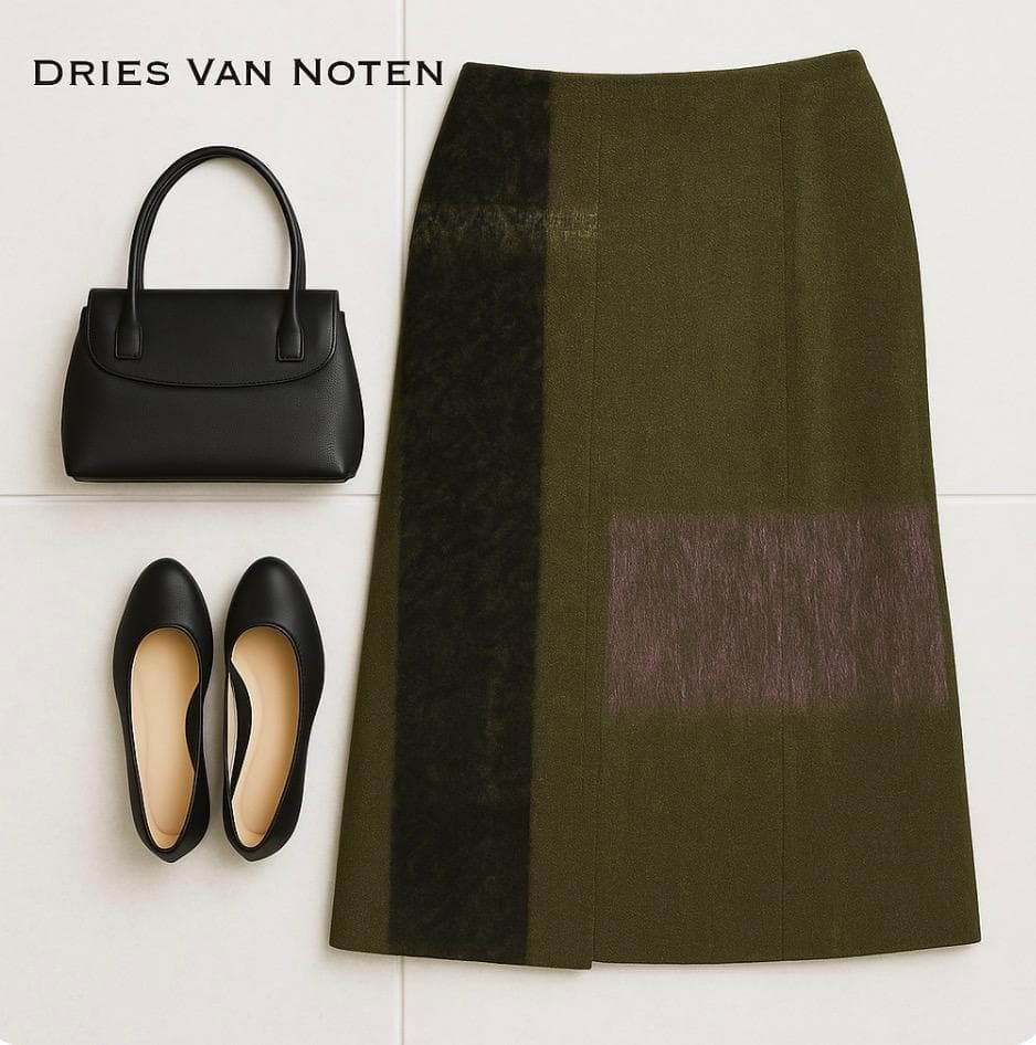 #J1464@ Dries Van Noten モヘヤ混 タイトスカート 38