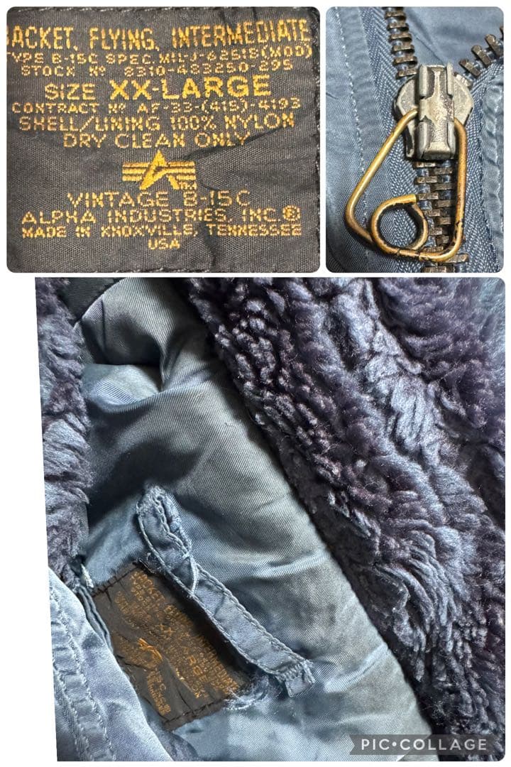 ALPHA 米国製 50s復刻 B-15C フライトジャケット XXL ネイビー