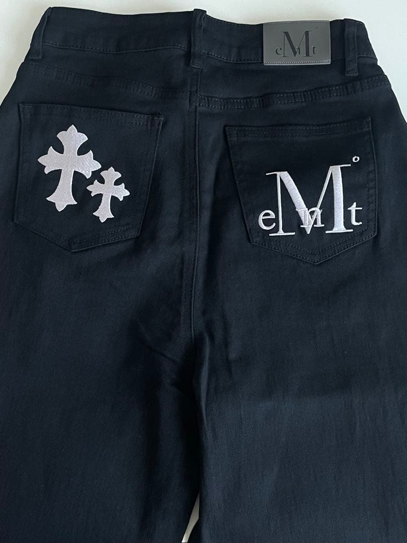 MUCENT ピストルバック レザー ダブルクロス ワイド コットンパンツ M