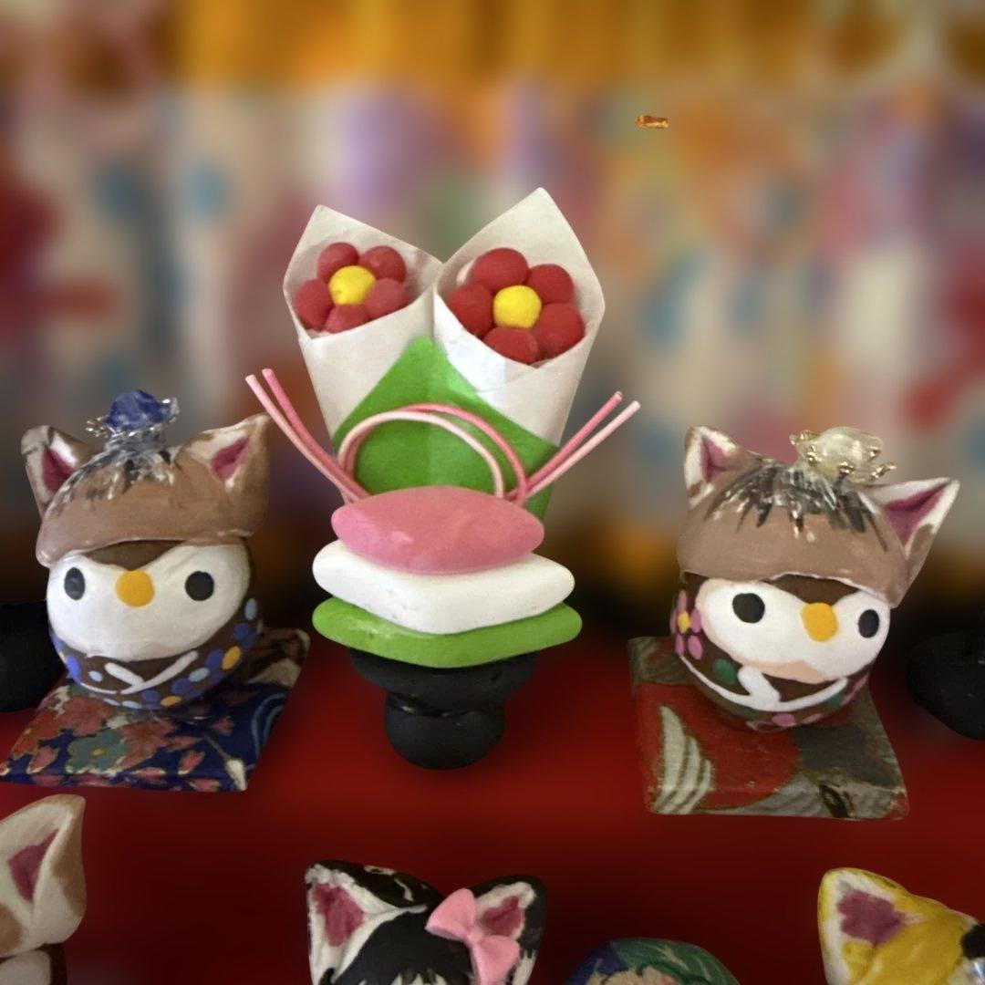 どんぐりアート♡ねこ帽子お雛様オブジェ＆春のオブジェ♡