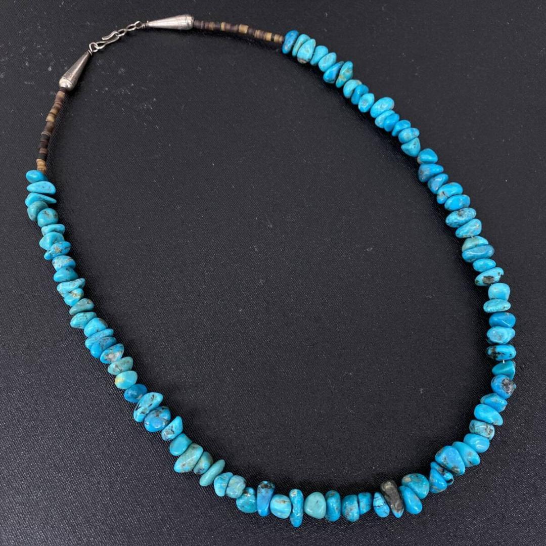 NAVAJO OLD シルバー 925 ターコイズ ビーズ ネックレス 55cm
