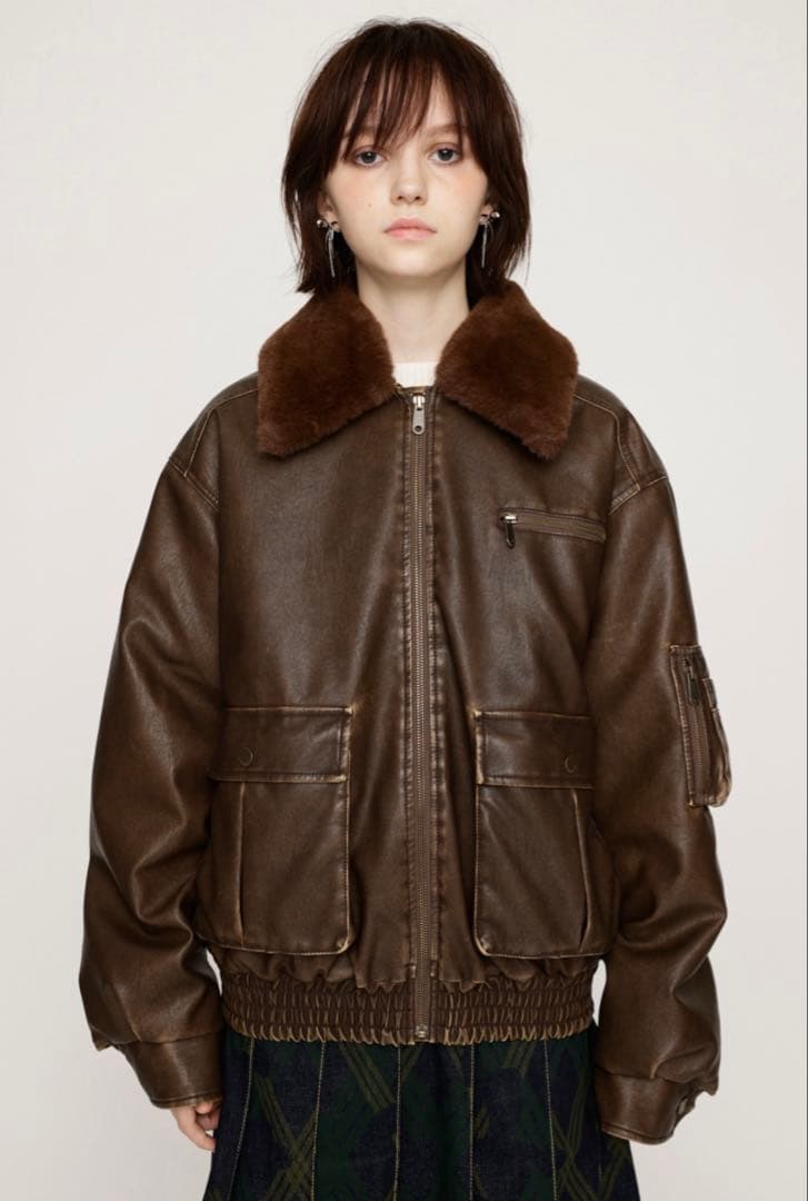 SLY WASHED PUFFER ブルゾン レザー ショート ブルゾン