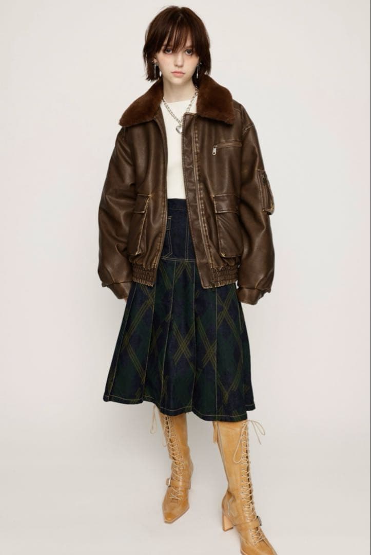 SLY WASHED PUFFER ブルゾン レザー ショート ブルゾン