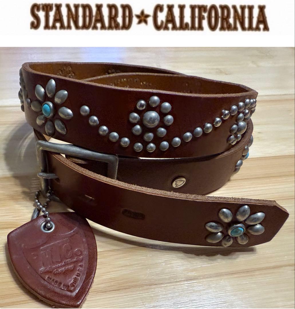 ⭐️新品⭐️HTC⭐️フラワーターコイズ⭐️シルバースタッズ⭐️ブラウンレザー⭐️34インチ