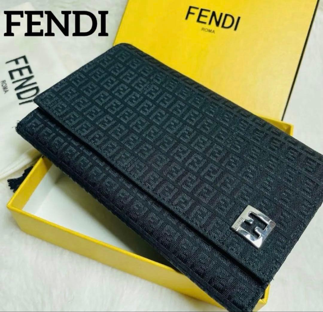 未使用級FENDI 希少デザインフェンディ　ズッカ柄　長財布　ブラック　おしゃれ