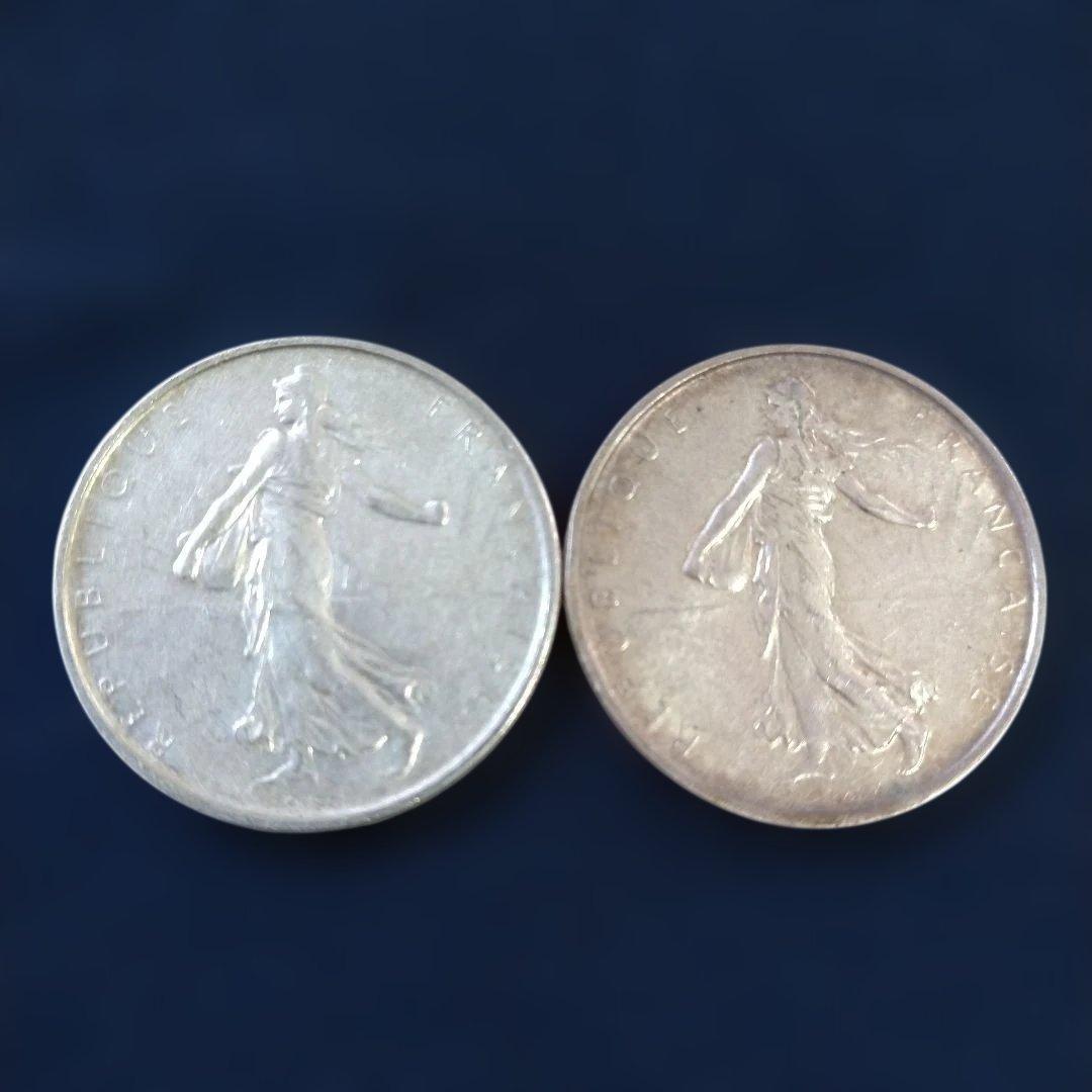 フランス5フラン銀貨 1963 1966 2枚セット種を蒔く人　銀835