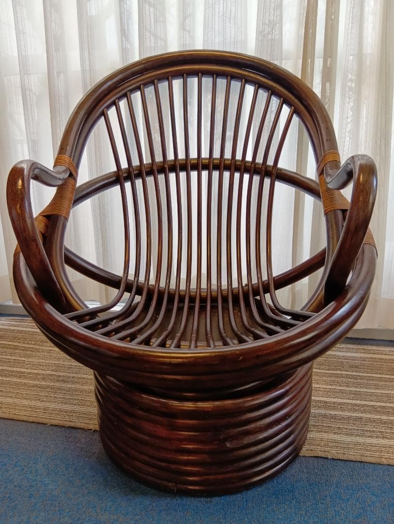 かんぺいです！ラタンチェア 360度 回転式 ロッキングチェア