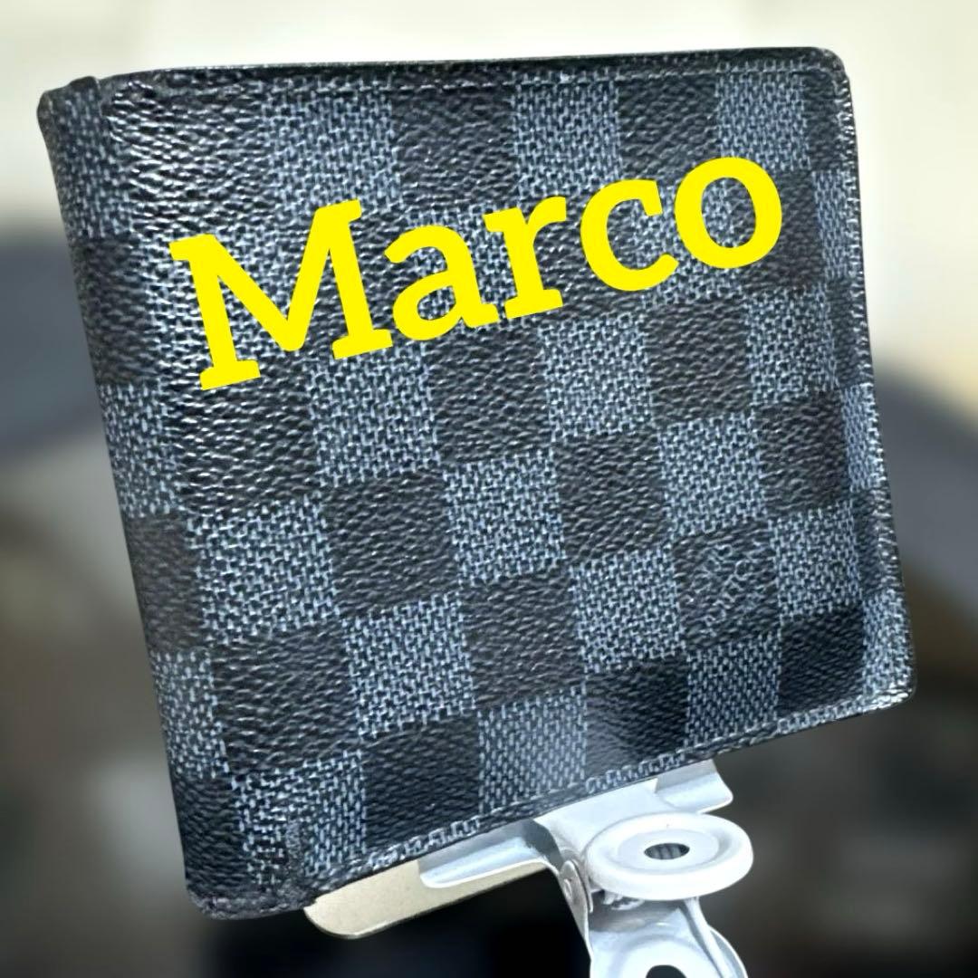 ④☆良品☆ダミエG/コバルト♪マルコ☆2つ折り財布★ポケットあり