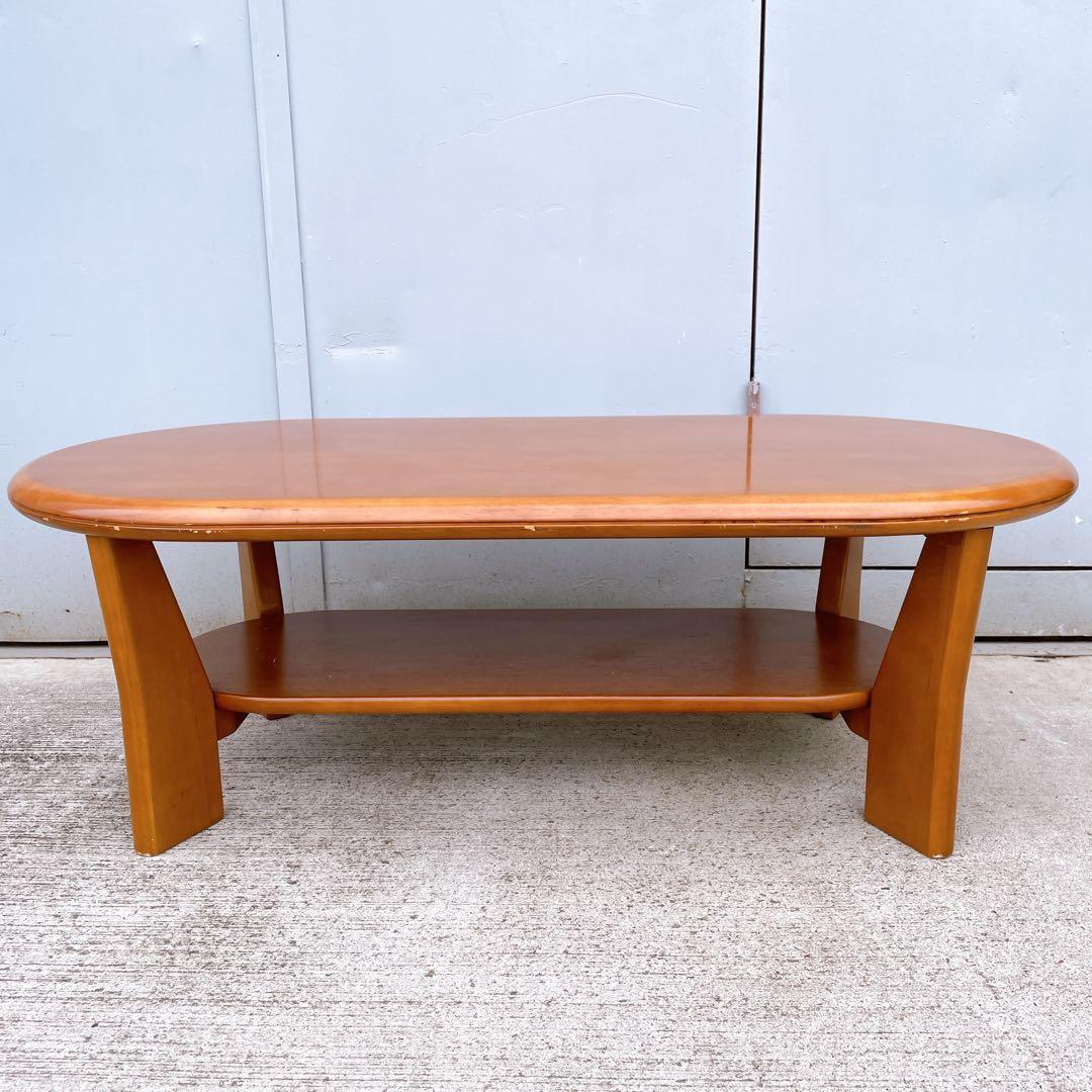 【送料込】マルニ木工 天然木 センターテーブル 楕円形 ローテーブル