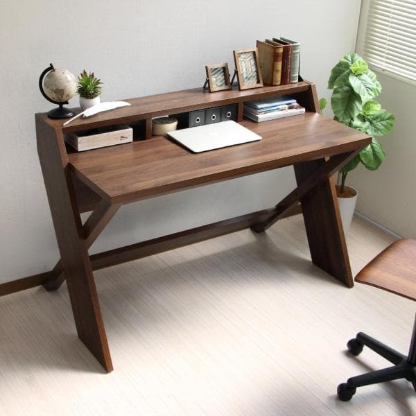 《新品・送料無料》パソコンデスク 幅125cm ハイタイプ ブラウン 机 ワーク