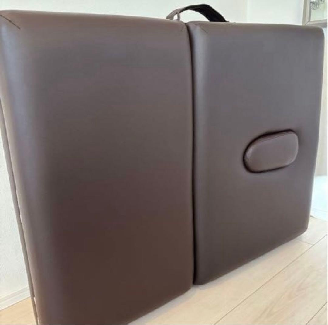 折りたたみ マッサージベッド 木製ダークブラウン スツール ブラウン丸椅子付き