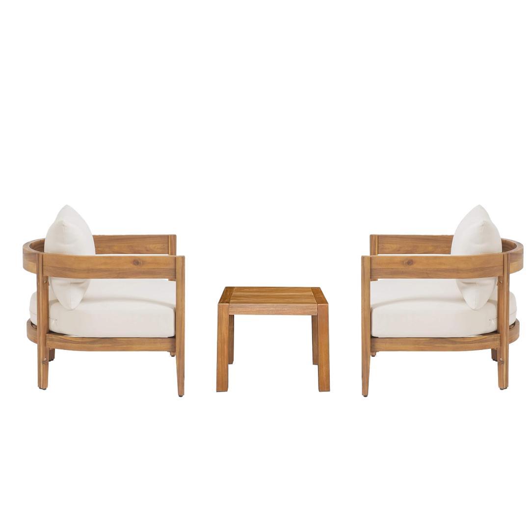 ガーデンファーニチャー 3点セット 天然木 屋外用 肘掛け ソファ ガーデンフ