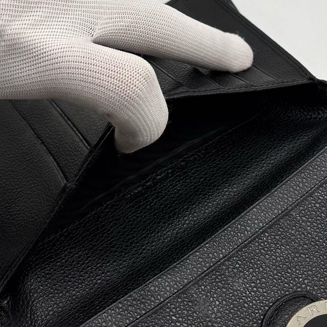 【美品】BVLGARI レザー サフィアーノ 長財布 サークルロゴ ブラック 黒
