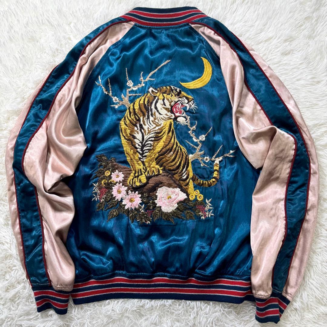 希少✨HOUSTON スカジャン　リバーシブル　虎　七福神　刺繍　L