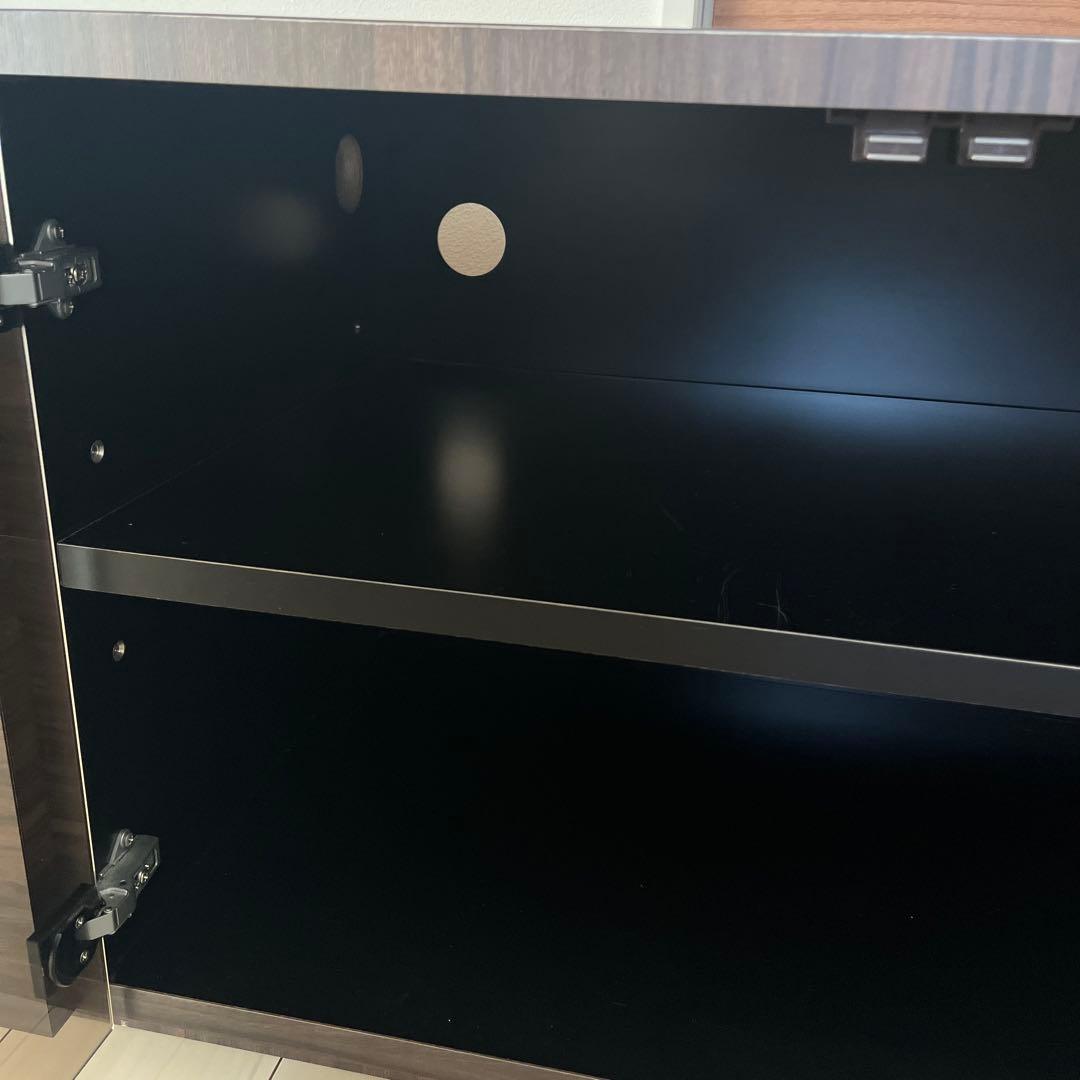 ダークブラウン 木製 テレビボード ガラス扉付き　フルオーダー　日本製