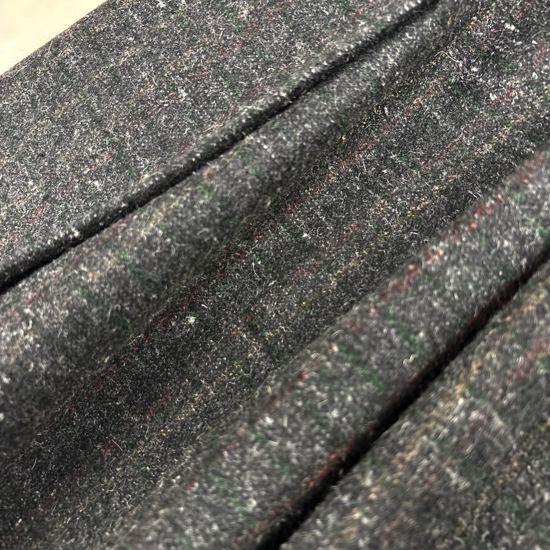 美品✨プラダ カシミヤ混 ツイードフレアプリーツスカート 厚手 ダークグレー L