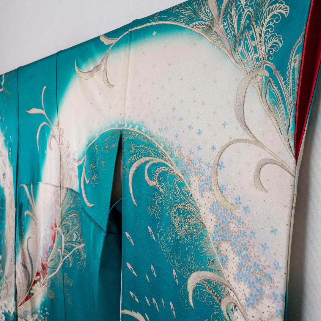 ポップコーン R7SK1315 振袖+帯 2点セット 襦袢おまけ付 シルク