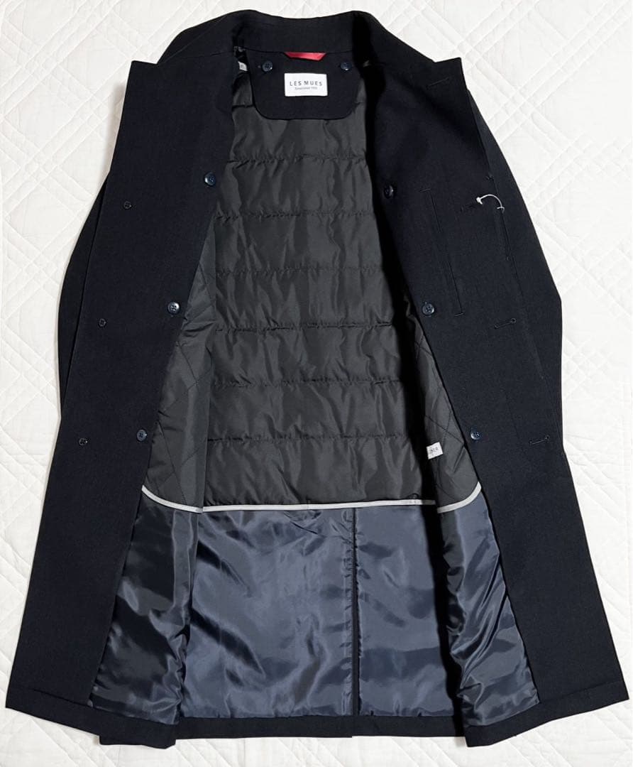 新品 タグ付き LES MUES コート ステンカラー 濃紺 無地　M