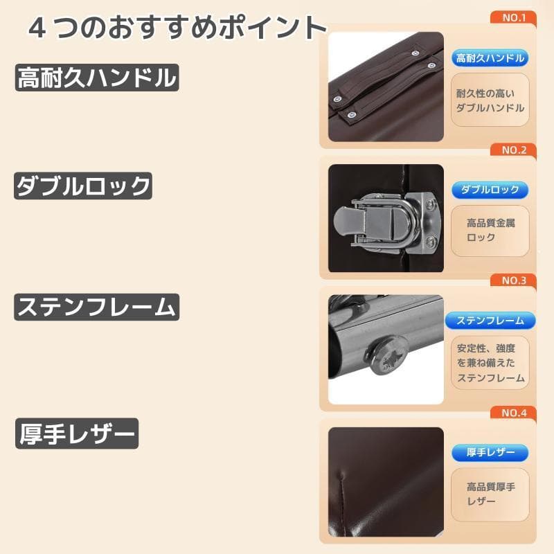 折りたたみ式マッサージベッド高密度ポータブベッド防水レザー施術台茶色ブラウン