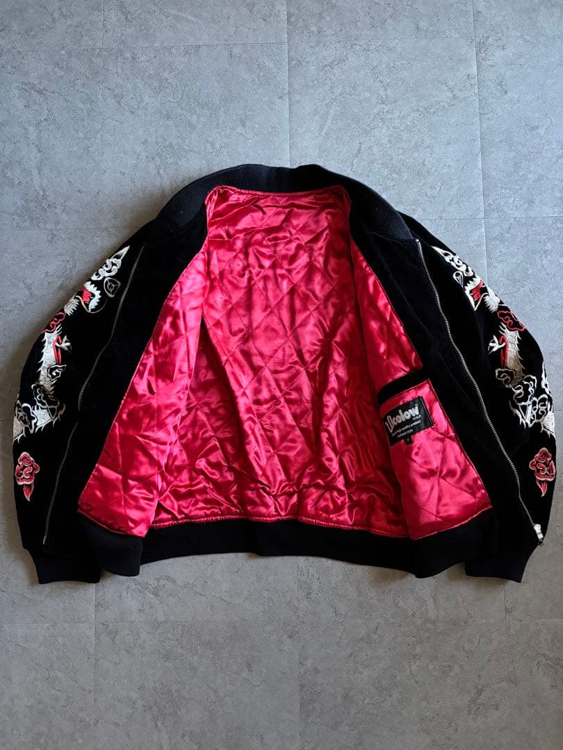 Ulcolow 別珍スカジャン スーベニアジャケット 龍 鳳凰 アメカジ 黒赤