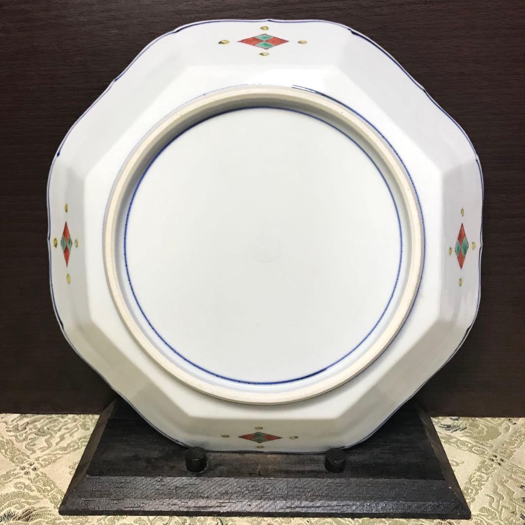 未使用保管品✨清水焼 雲泉 染付間取草花紋 八角皿✨皿 加藤雲泉 中皿 雲泉