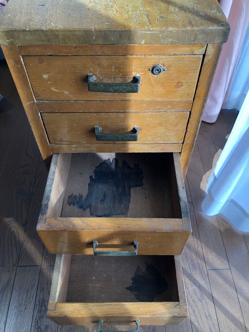 ヴィンテージ　木製サイドチェスト4段 昭和レトロ