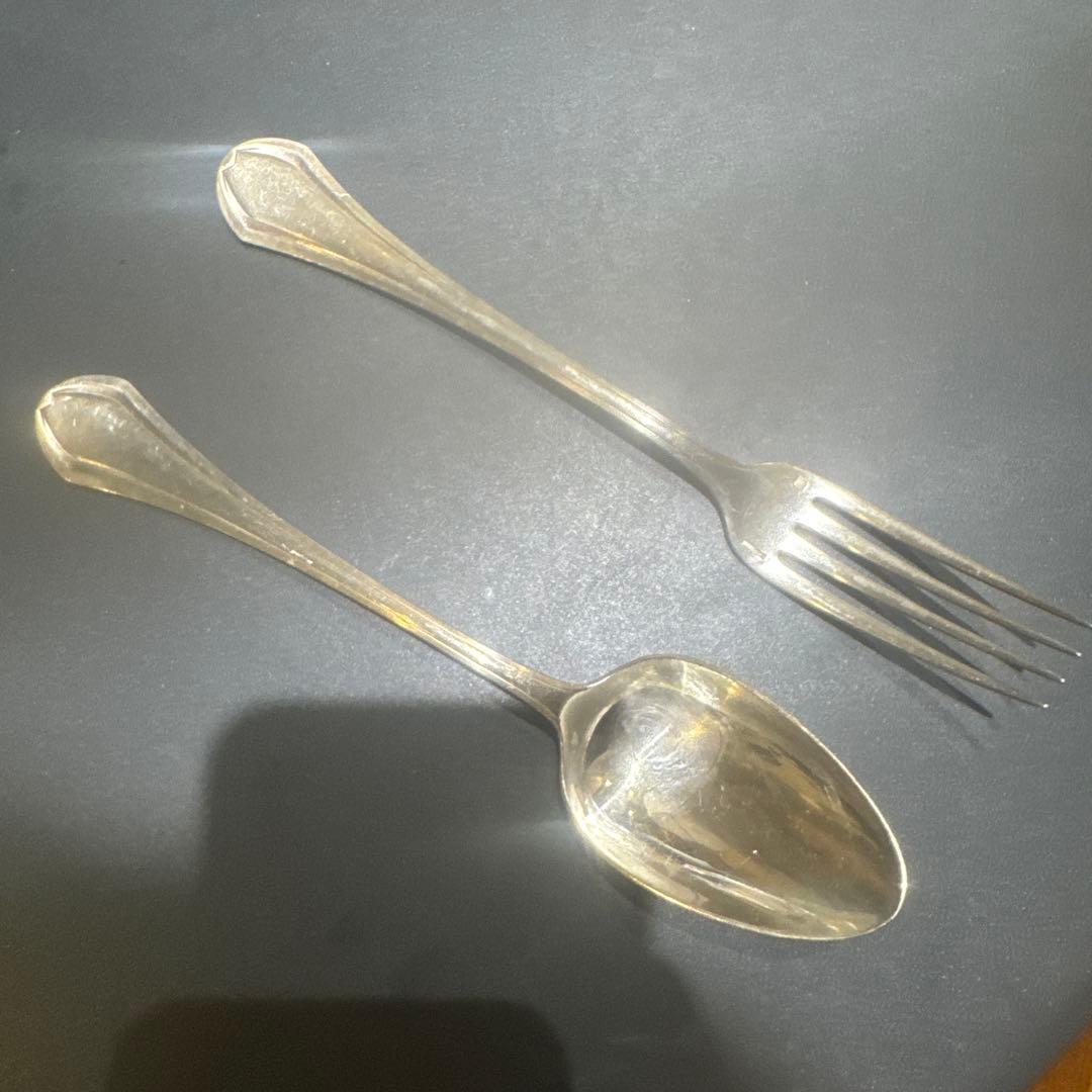 1900アンティークChristofle銀フォークと銀スプーンのセットアールデコ