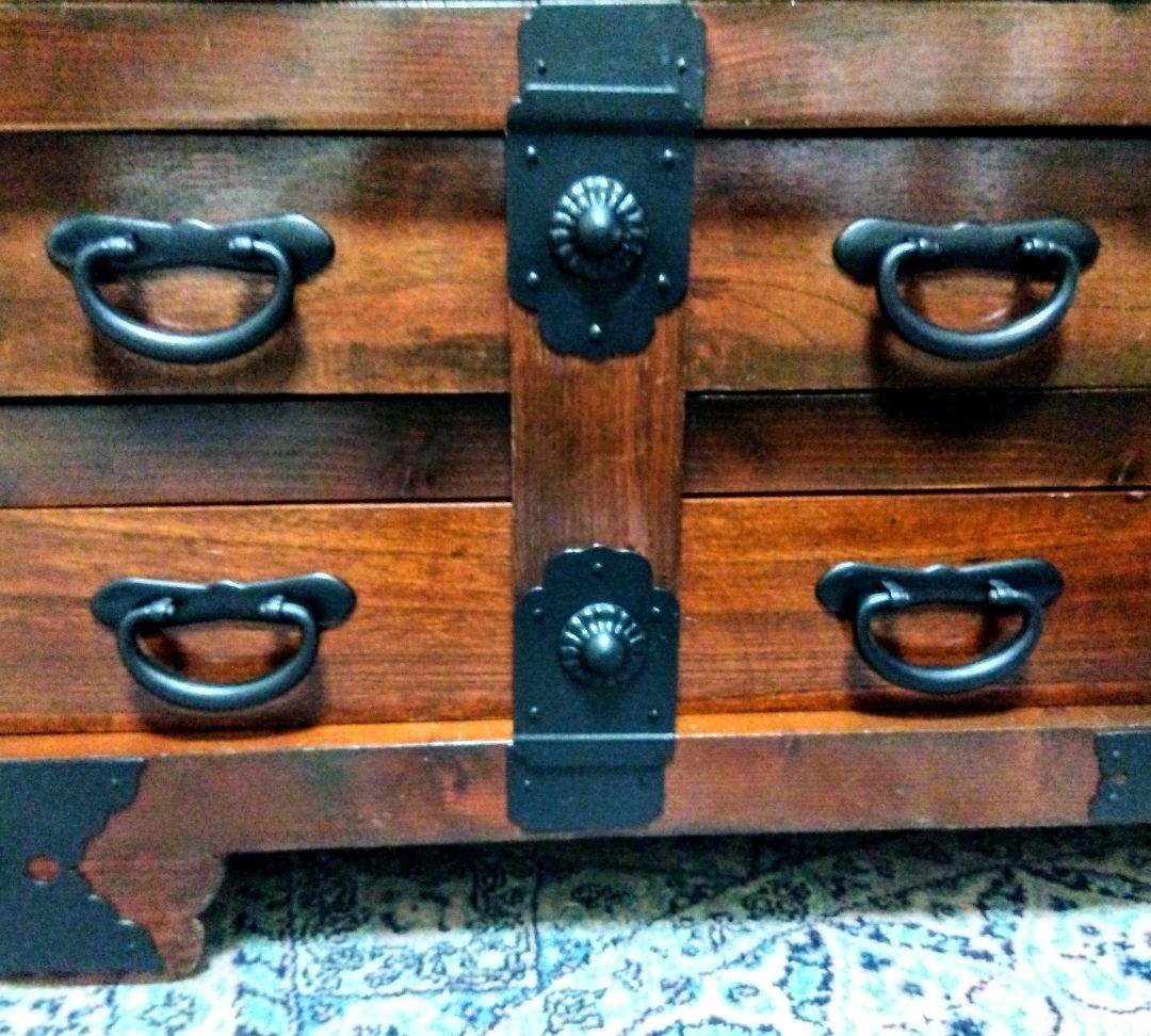 【蔵出し】アンティーク　車箪笥　からくり箪笥　ローチェスト　時代箪笥