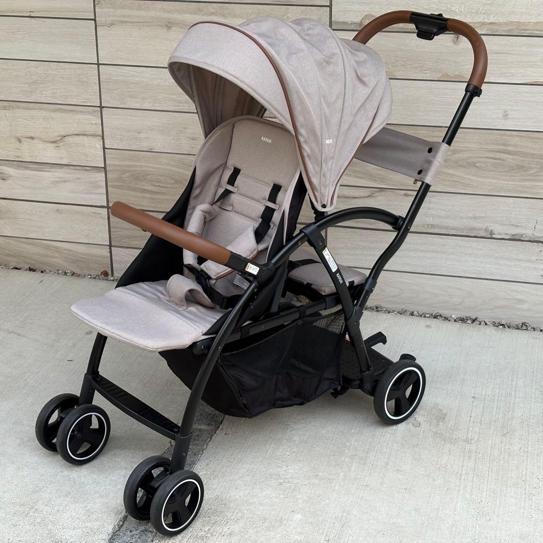 【レインカバー付き】カトージ 2シーター next 2人乗りベビーカー ベージュ