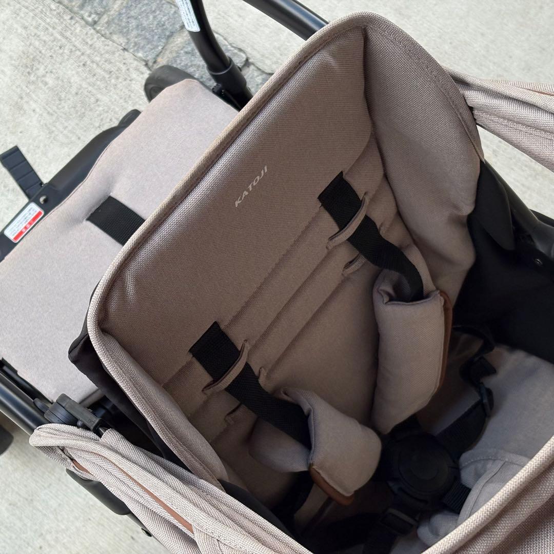 【レインカバー付き】カトージ 2シーター next 2人乗りベビーカー ベージュ