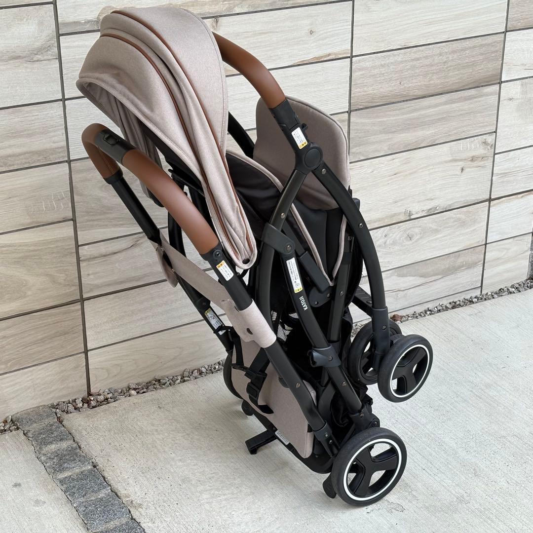 【レインカバー付き】カトージ 2シーター next 2人乗りベビーカー ベージュ