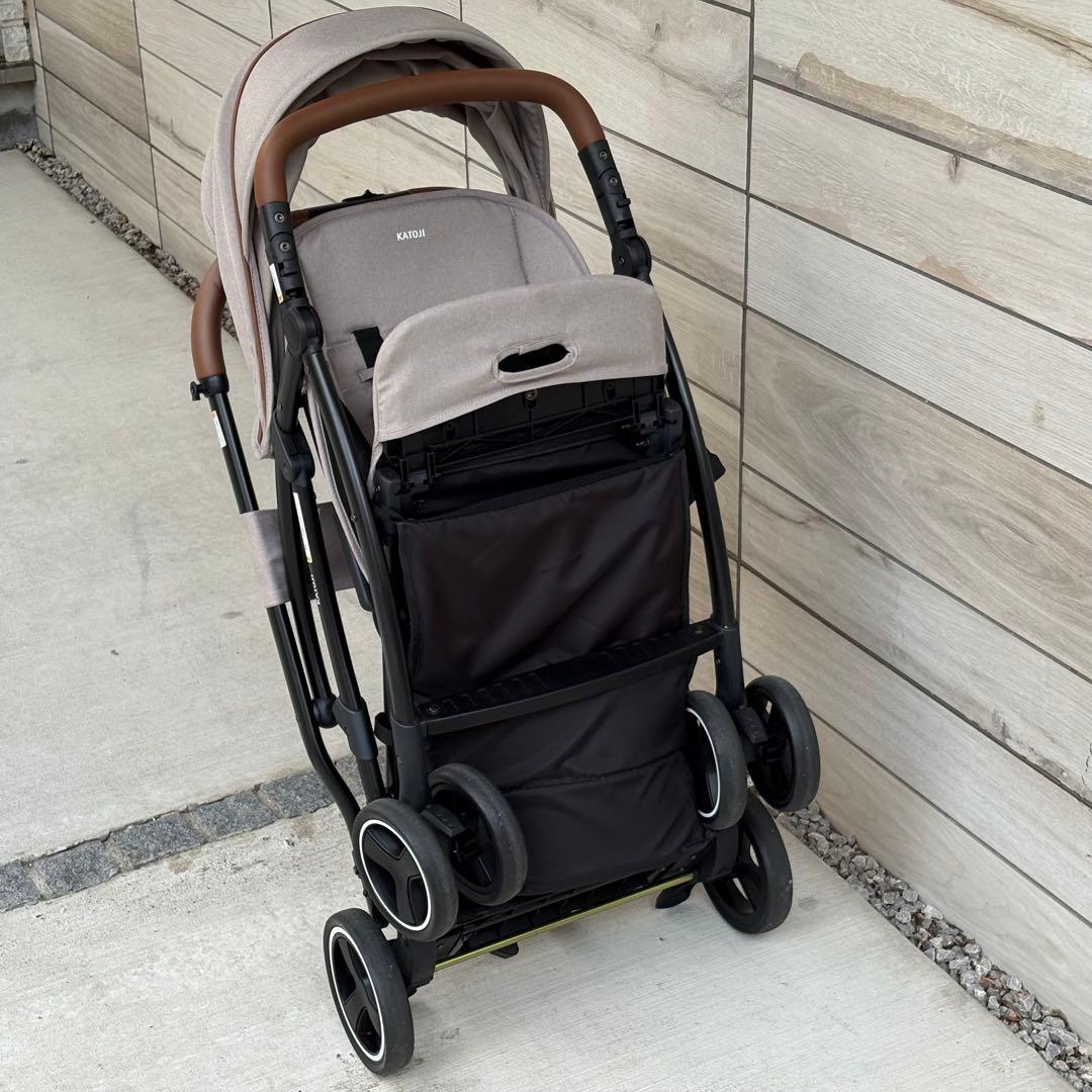 【レインカバー付き】カトージ 2シーター next 2人乗りベビーカー ベージュ