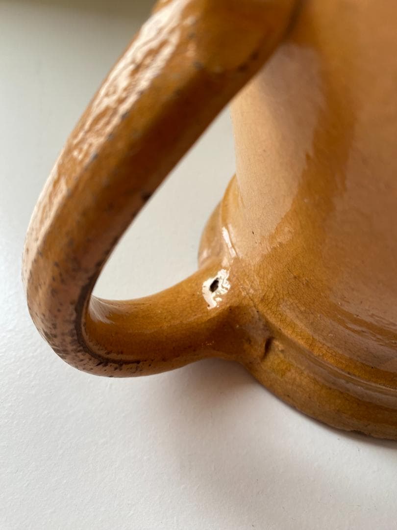 フランス アンティーク 南仏陶器 プロヴァンス 黄釉 ポット 花瓶