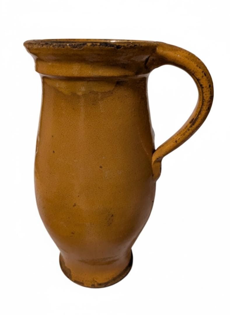 フランス アンティーク 南仏陶器 プロヴァンス 黄釉 ポット 花瓶