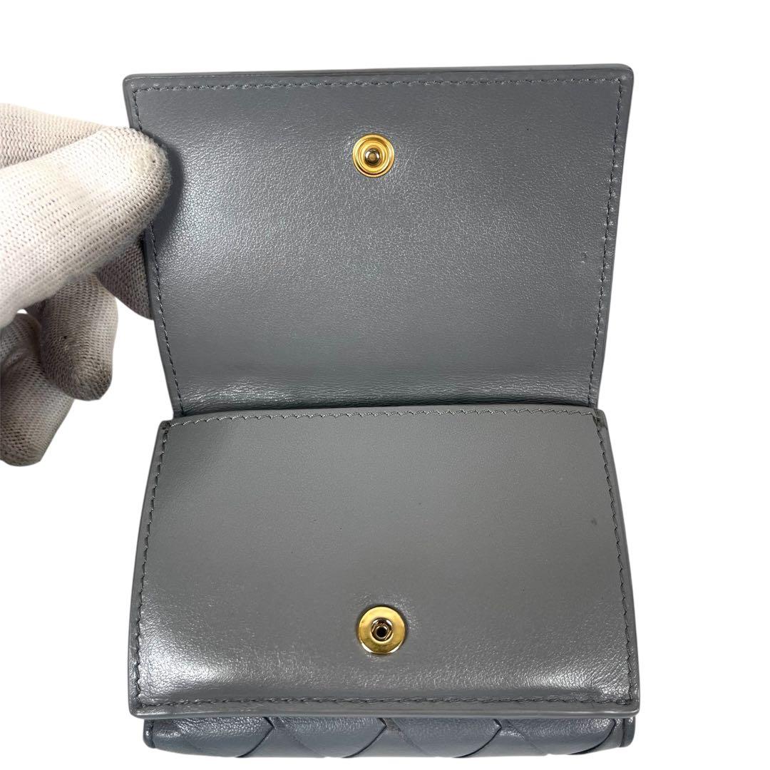 ボッテガヴェネタ　三つ折り財布　マキシイントレチャート　ミニ財布　レザー　超美品