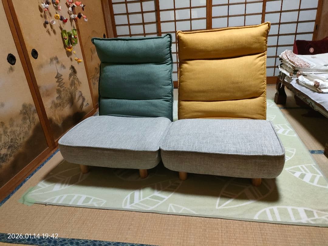 木脚付ソファ (コンフィ) リクライニングチェア　ハイバックソファ　直接引取希望