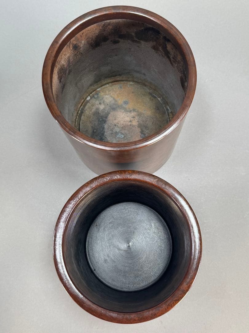 いけばな　鋳銅　唐銅花器　池坊　古流　未生流　龍生派　2点セット高さ45.8cm