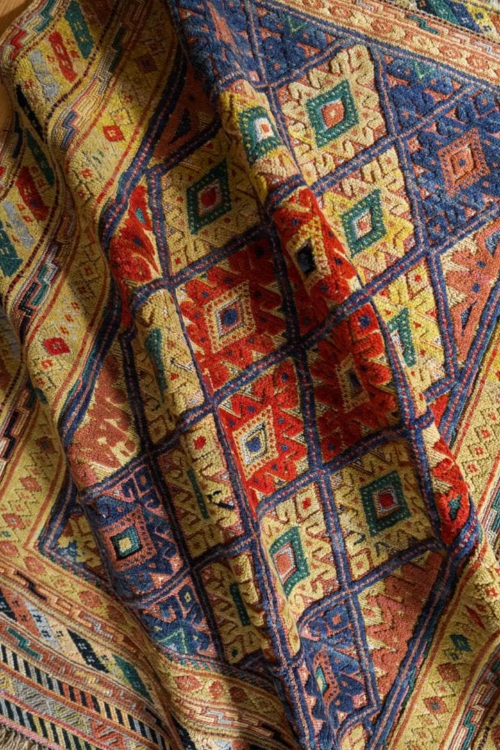 126×93cm　アフガニスタン の マシュワニ手織り キリム トライバルラグ