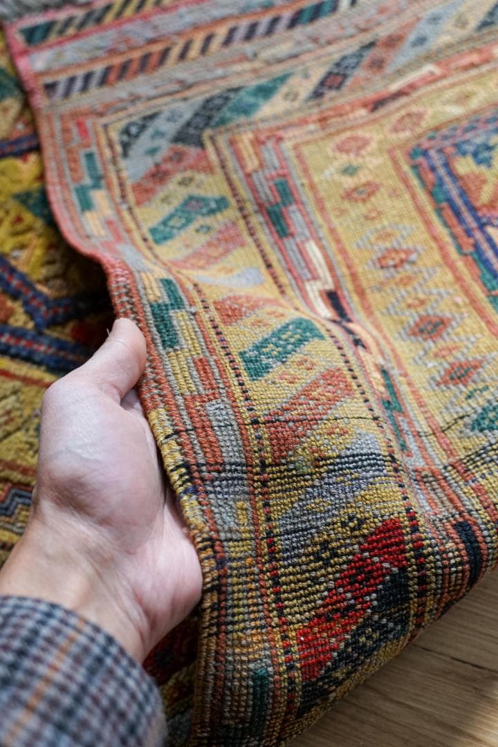 126×93cm　アフガニスタン の マシュワニ手織り キリム トライバルラグ